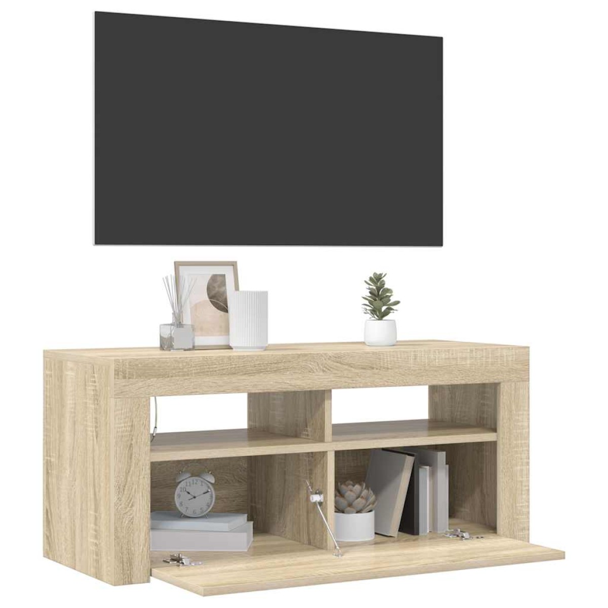 vidaXL Έπιπλο Τηλεόρασης με LED Sonoma Δρυς 90x35x40 εκ.