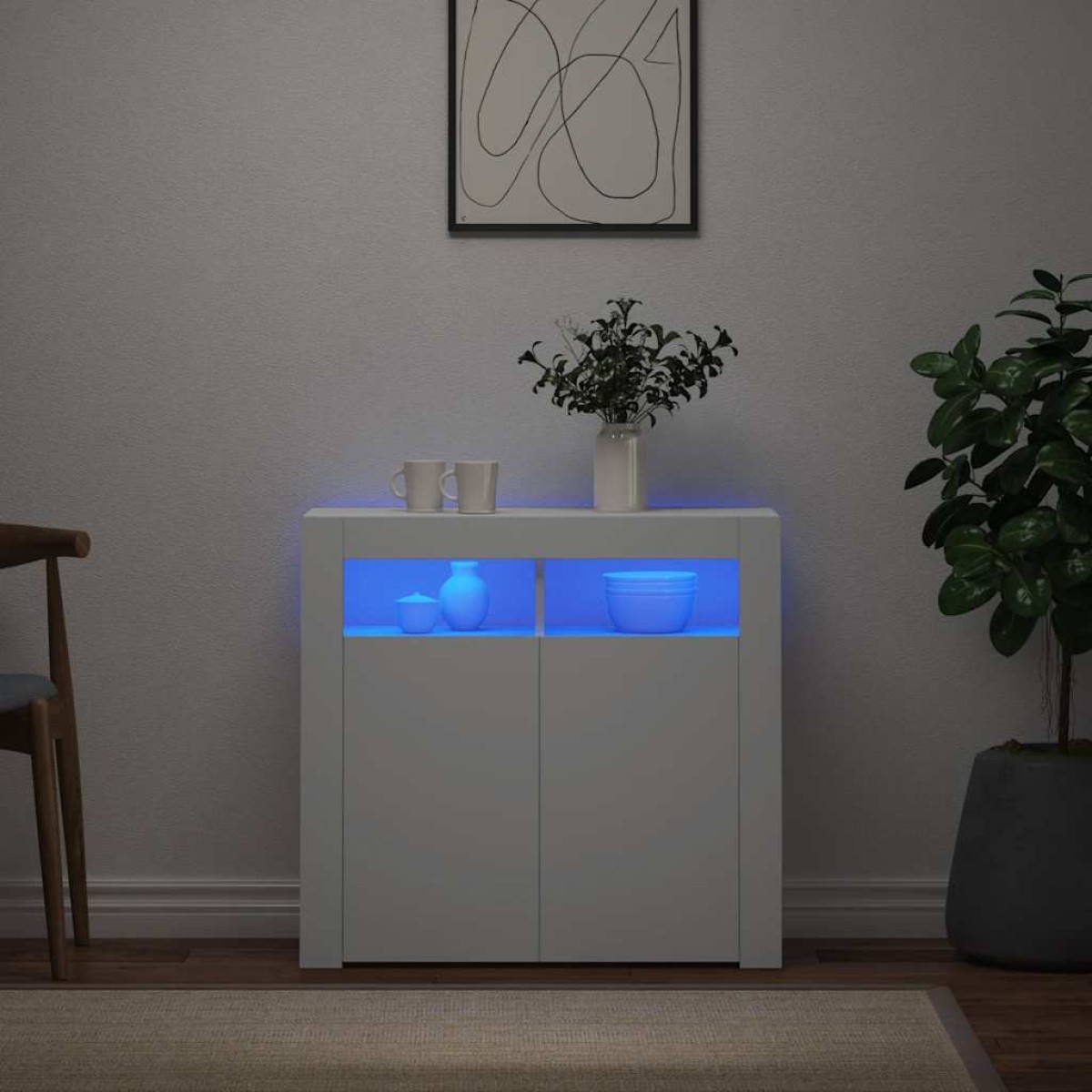 vidaXL Ντουλάπι με LED Λευκό 80 x 35 x 75 εκ.