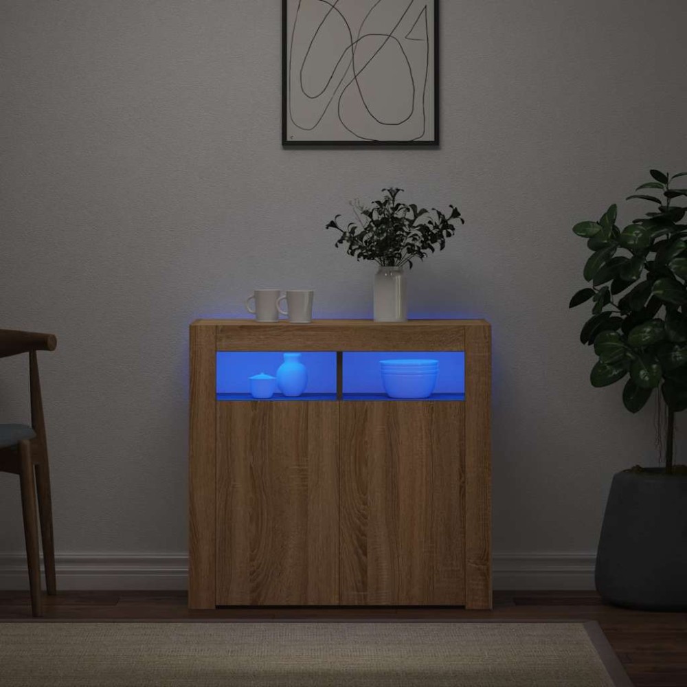 vidaXL Ντουλάπι με LED Sonoma Δρυς 80 x 35 x 75 εκ.