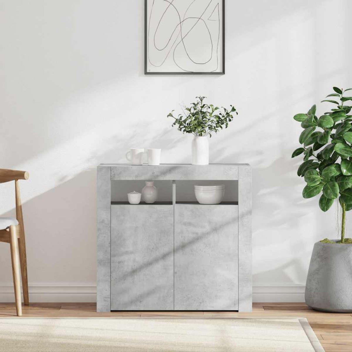 vidaXL Ντουλάπι με LED Γκρι Σκυροδέματος 80 x 35 x 75 εκ.