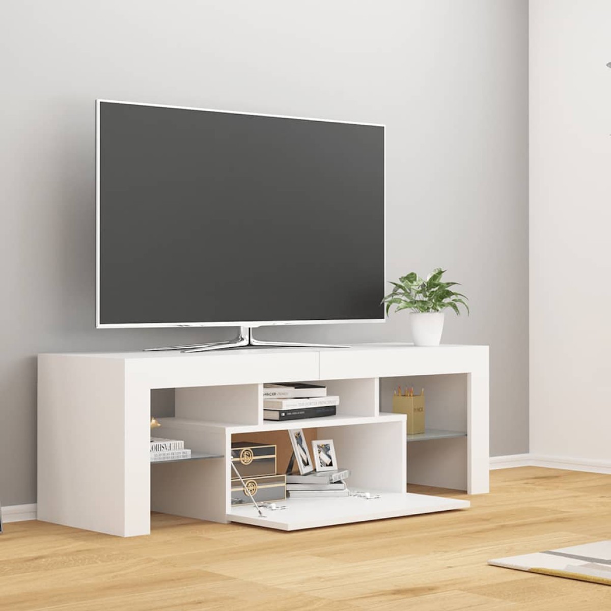 vidaXL Έπιπλο Τηλεόρασης με LED Λευκό 120 x 35 x 40 εκ.