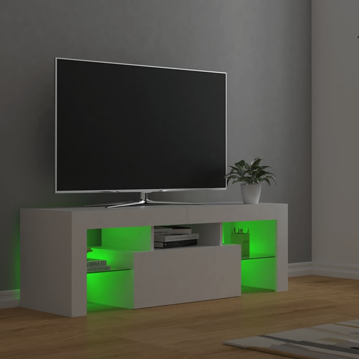 vidaXL Έπιπλο Τηλεόρασης με LED Λευκό 120 x 35 x 40 εκ.