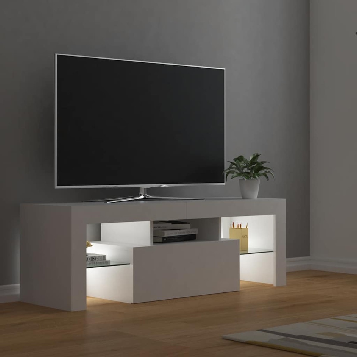 vidaXL Έπιπλο Τηλεόρασης με LED Λευκό 120 x 35 x 40 εκ.