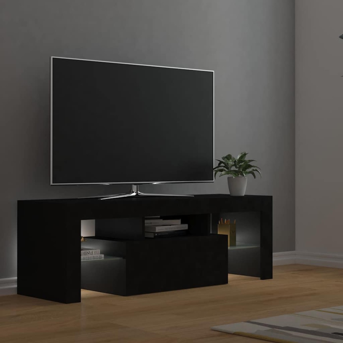 vidaXL Έπιπλο Τηλεόρασης με LED Μαύρο 120 x 35 x 40 εκ.