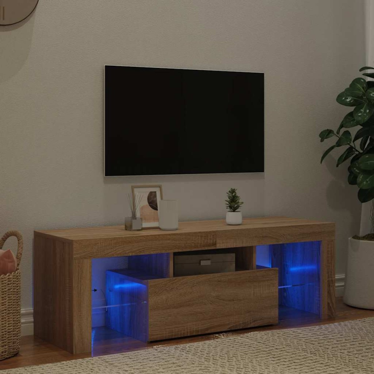 vidaXL Έπιπλο Τηλεόρασης με LED Sonoma Δρυς 120 x 35 x 40 εκ.