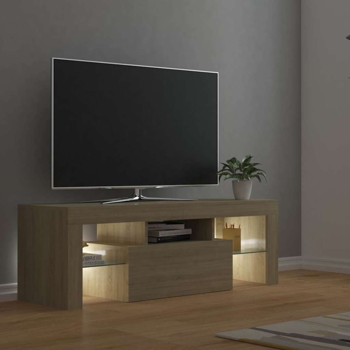 vidaXL Έπιπλο Τηλεόρασης με LED Sonoma Δρυς 120 x 35 x 40 εκ.