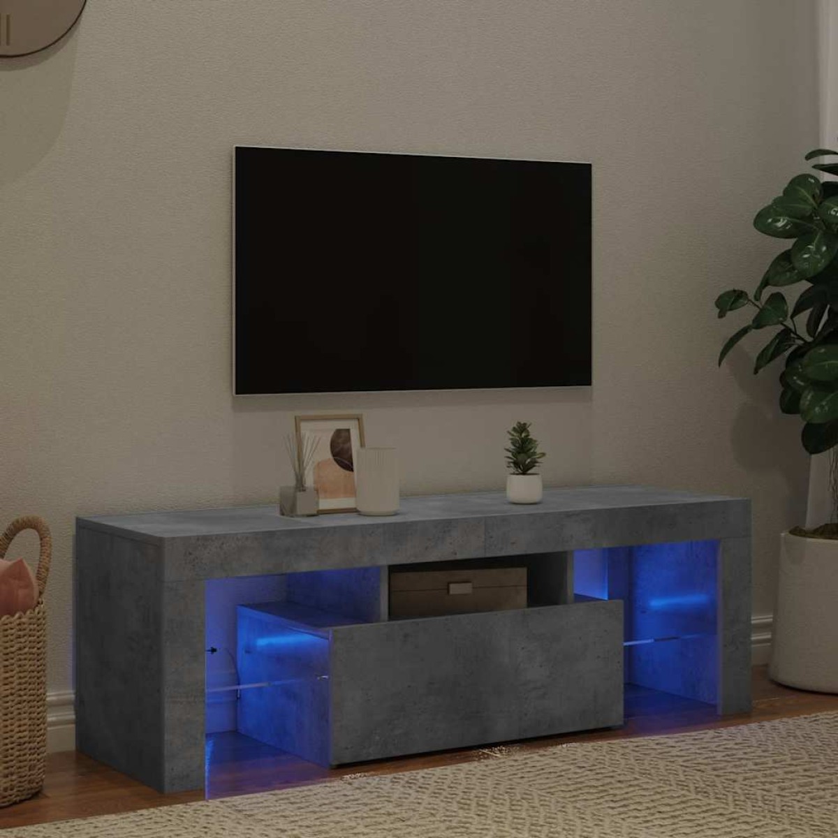 vidaXL Έπιπλο Τηλεόρασης με LED Γκρι Σκυροδέματος 120 x 35 x 40 εκ.