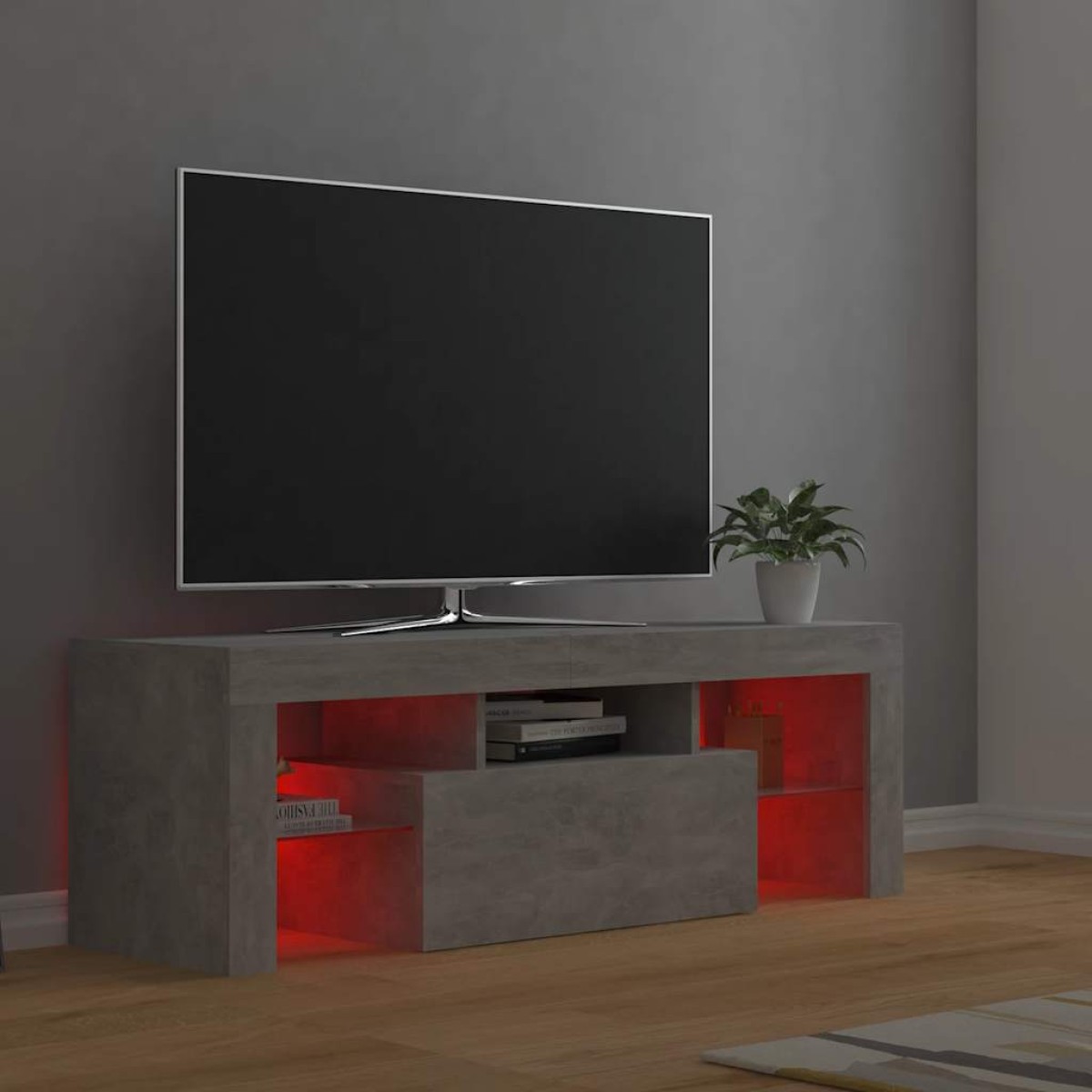 vidaXL Έπιπλο Τηλεόρασης με LED Γκρι Σκυροδέματος 120 x 35 x 40 εκ.