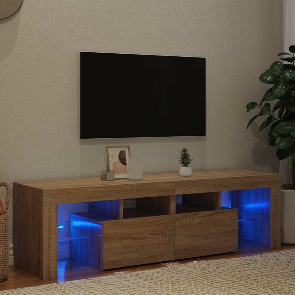 vidaXL Έπιπλο Τηλεόρασης με LED Sonoma Δρυς 140 x 36,5 x 40 εκ.