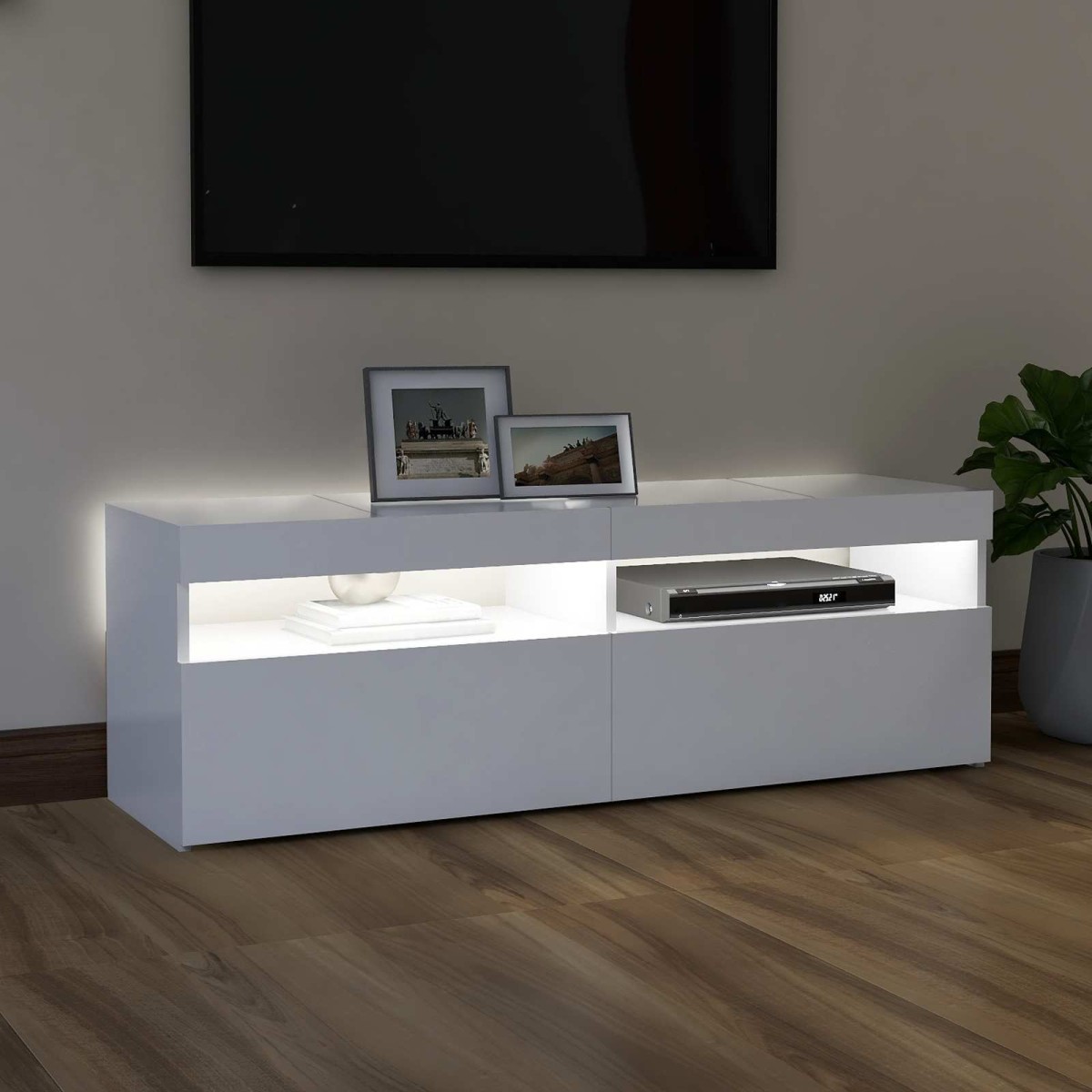 vidaXL Έπιπλο Τηλεόρασης με LED Λευκό 120 x 35 x 40 εκ.