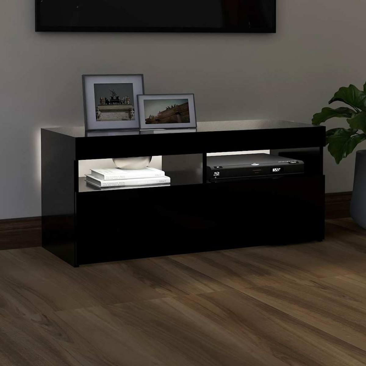 vidaXL Έπιπλο Τηλεόρασης με LED Μαύρο 90 x 35 x 40 εκ.
