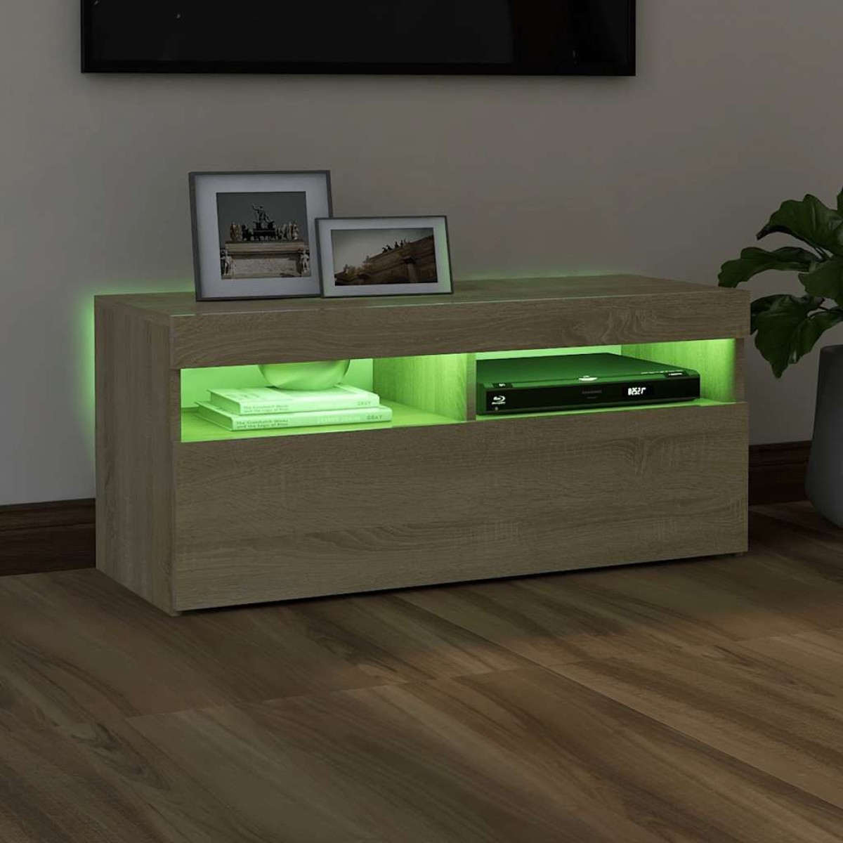vidaXL Έπιπλο Τηλεόρασης με LED Sonoma Δρυς 90 x 35 x 40 εκ.