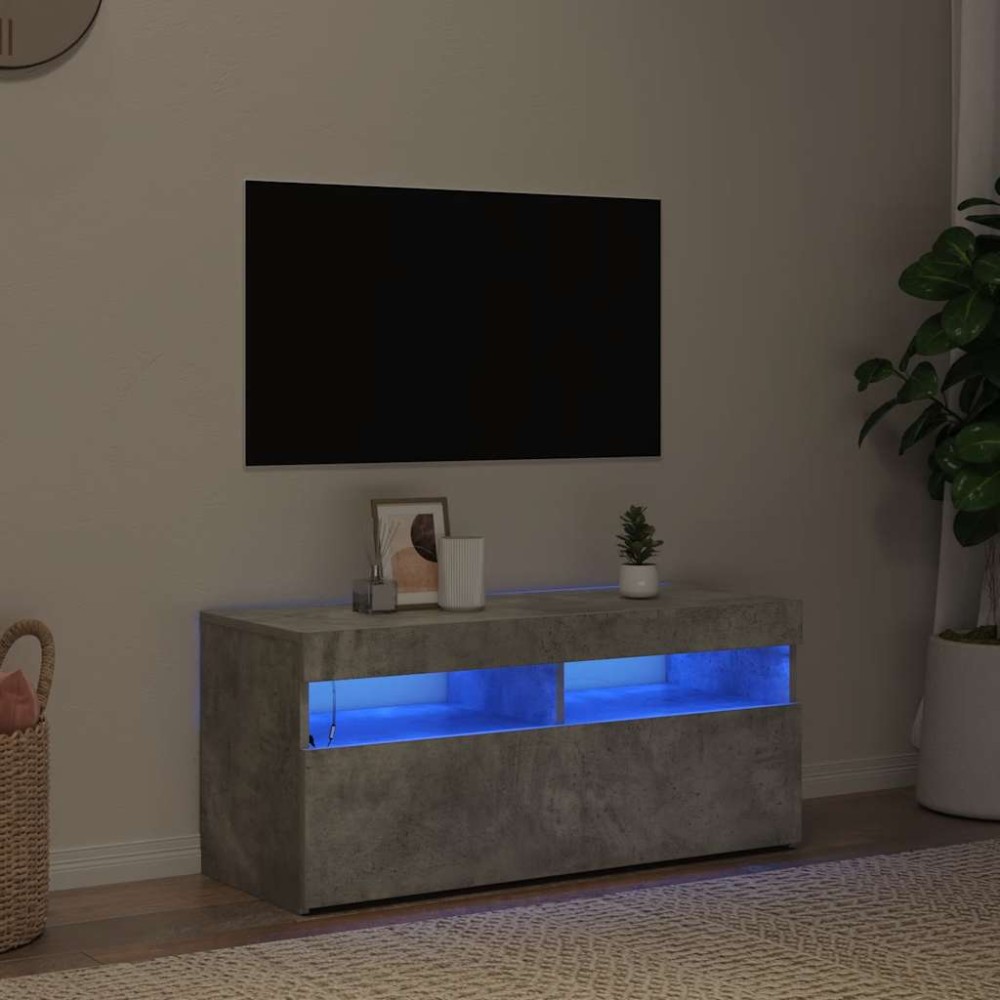 vidaXL Έπιπλο Τηλεόρασης με LED Γκρι Σκυροδέματος 90 x 35 x 40 εκ.