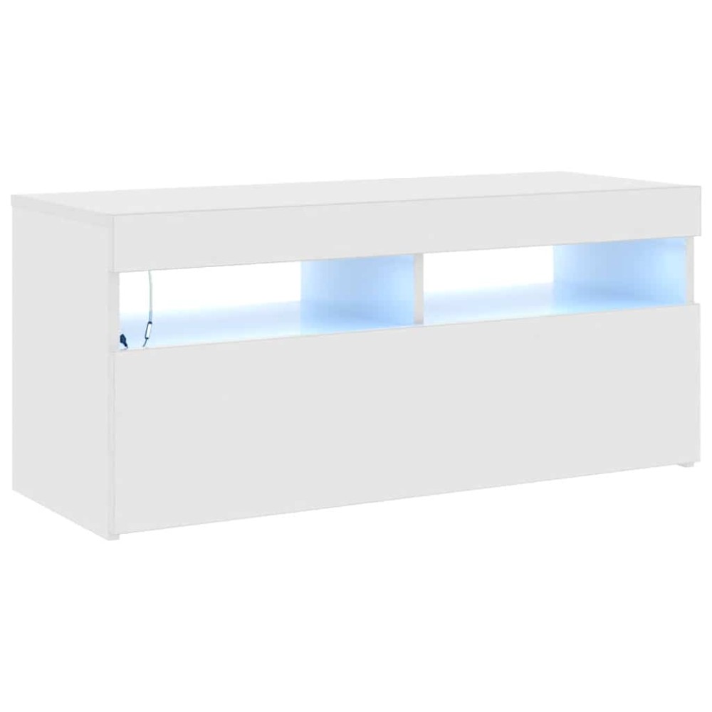 vidaXL Έπιπλο Τηλεόρασης με LED Γυαλιστερό Λευκό 90x35x40 εκ.