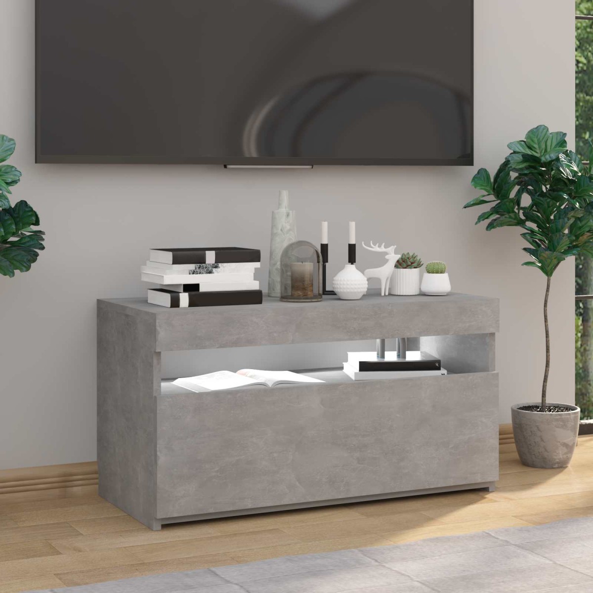 vidaXL Έπιπλο Τηλεόρασης με LED Γκρι Σκυροδέματος 75 x 35 x 40 εκ.