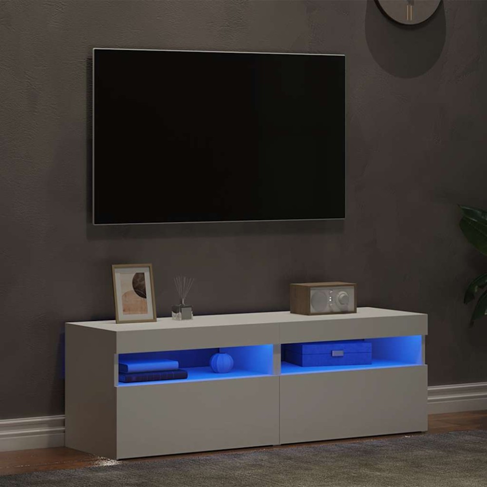 vidaXL Έπιπλα Τηλεόρασης με LED 2 τεμ. Λευκά 60 x 35 x 40 εκ.