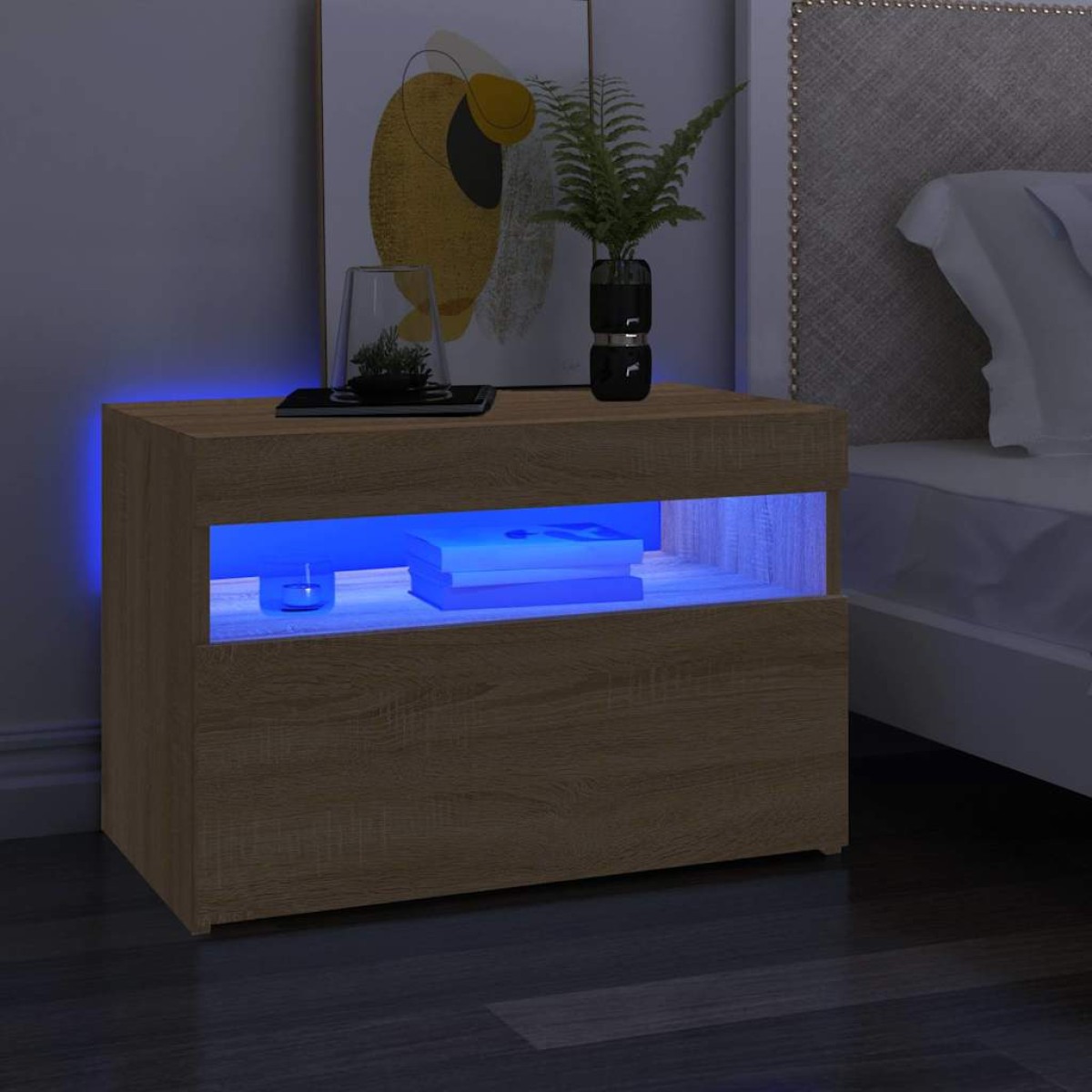 vidaXL Έπιπλο Τηλεόρασης με LED Sonoma Δρυς 60 x 35 x 40 εκ.