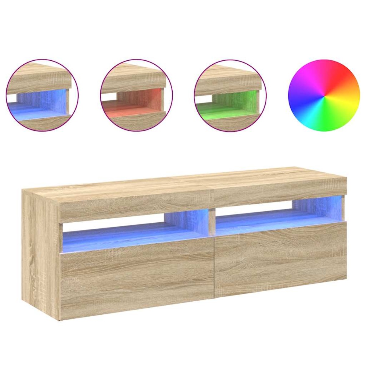 vidaXL Έπιπλα Τηλεόρασης με LED 2 τεμ. Sonoma Δρυς 60 x 35 x 40 εκ.