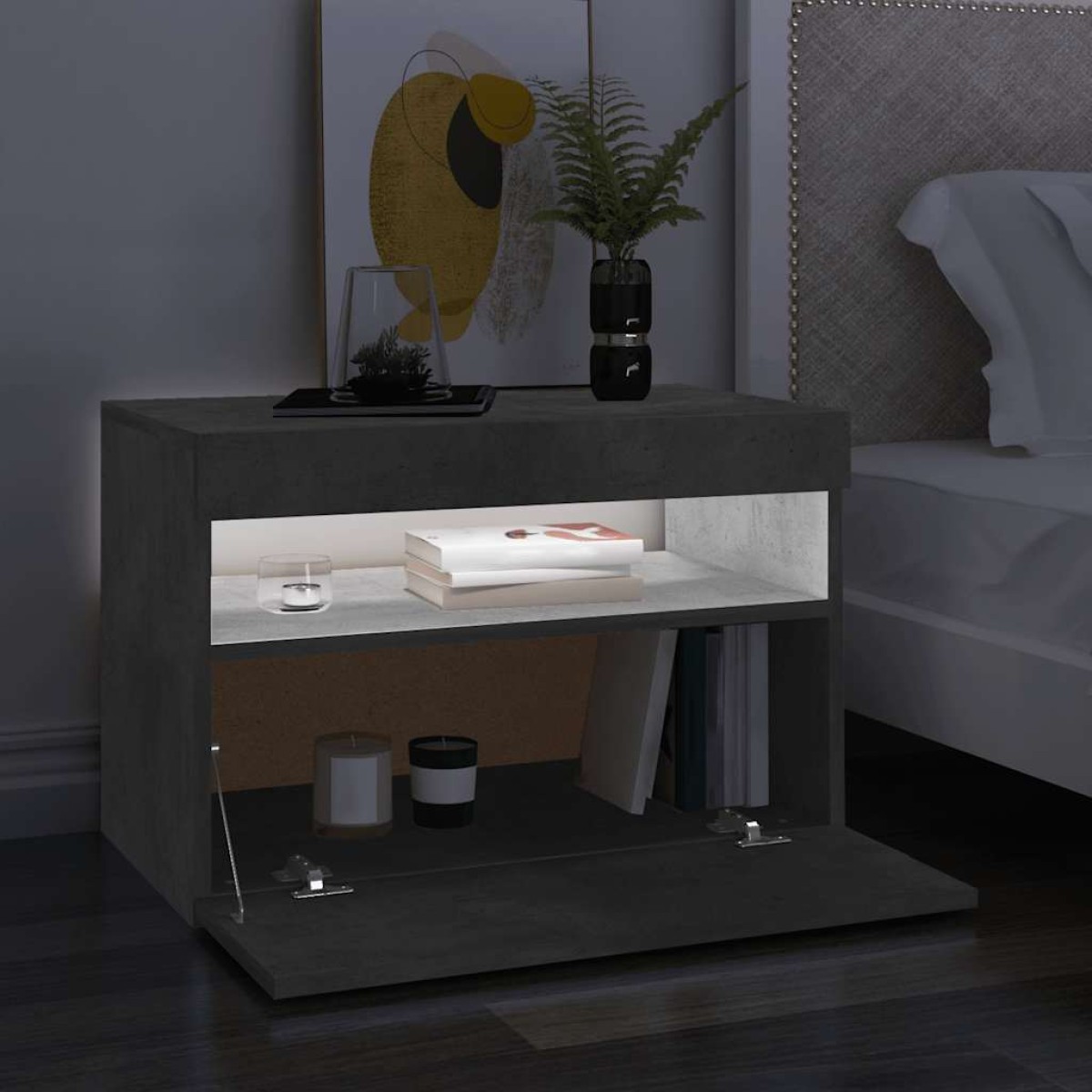 vidaXL Έπιπλο Τηλεόρασης με LED Γκρι Σκυροδέματος 60 x 35 x 40 εκ.