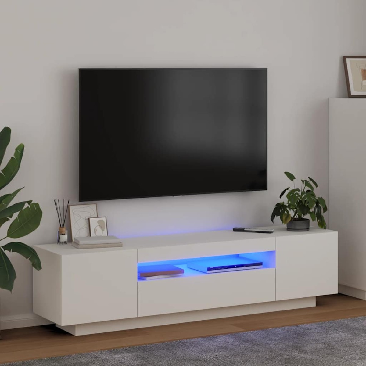 vidaXL Έπιπλο Τηλεόρασης με LED Λευκό 160 x 35 x 40 εκ.