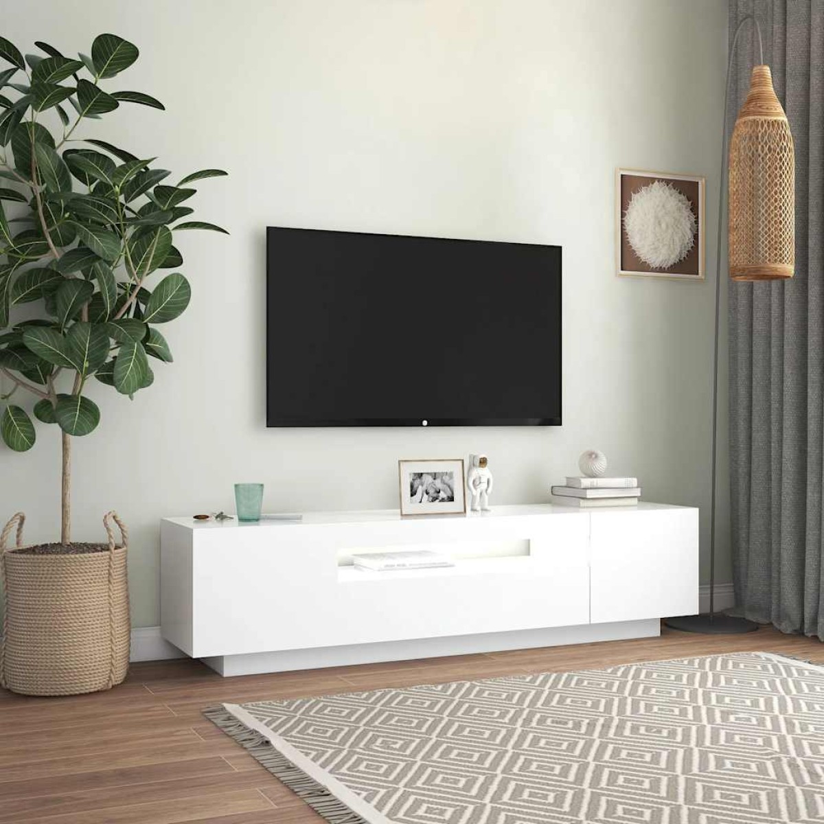 vidaXL Έπιπλο Τηλεόρασης με LED Λευκό 160 x 35 x 40 εκ.