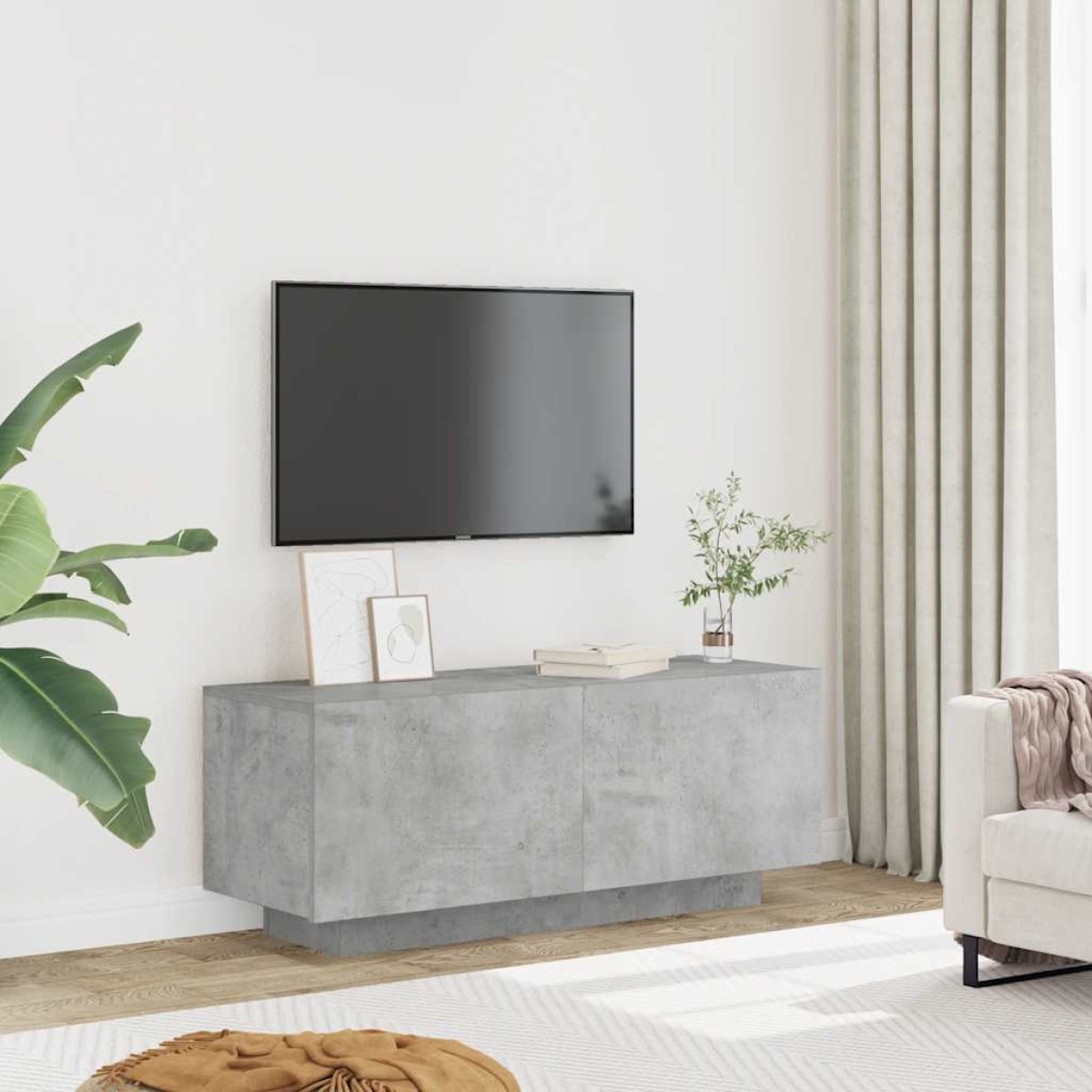 vidaXL Έπιπλο Τηλεόρασης Γκρι Σκυροδέματος 100x35x40 εκ. Μοριοσανίδα