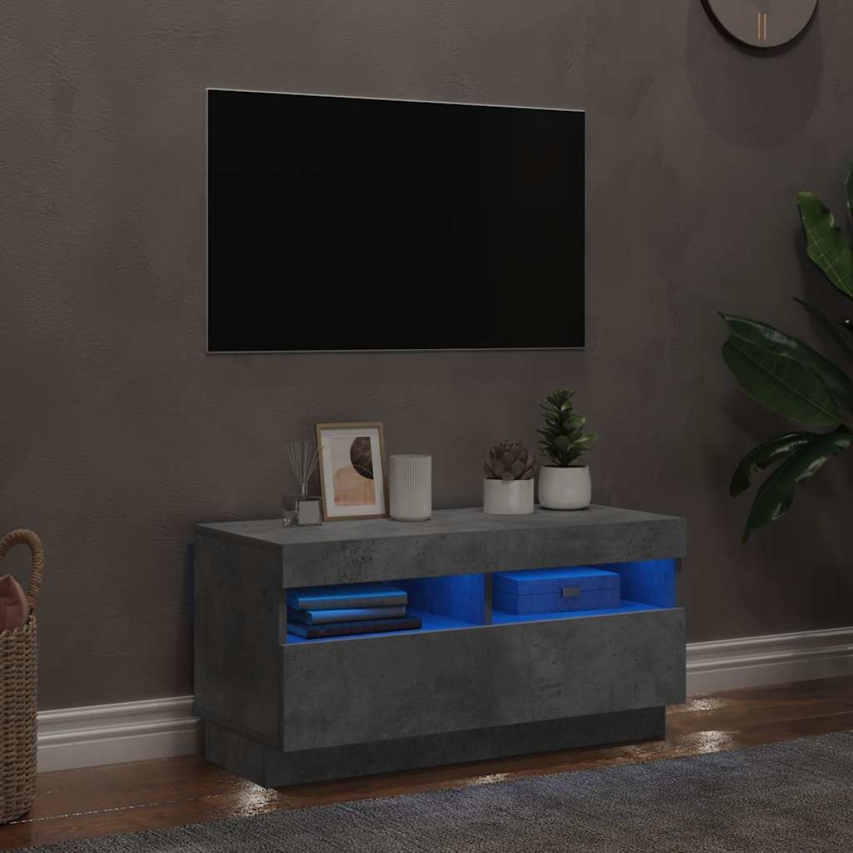 vidaXL Έπιπλο Τηλεόρασης με LED Γκρι Σκυροδέματος 80 x 35 x 40 εκ.