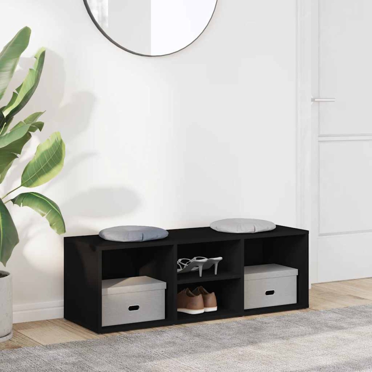 vidaXL Πάγκος Αποθήκευσης Παπουτσιών Μαύρος 105x35x35 εκ. Μοριοσανίδα