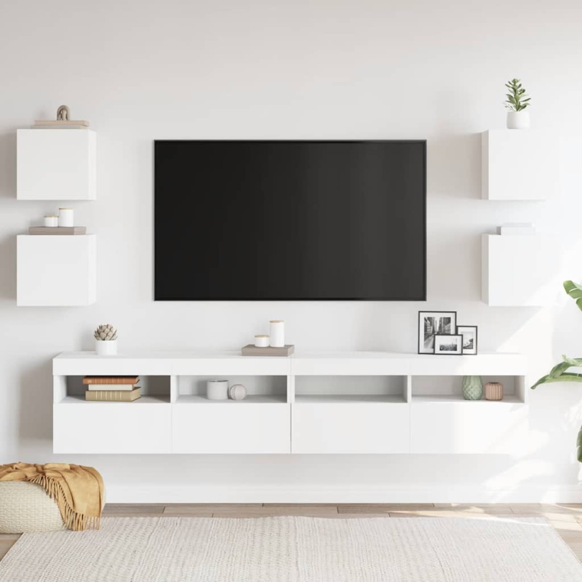 vidaXL Έπιπλα Τηλεόρασης Κρ. 4 τεμ. Λευκά 30,5x30x30εκ από Μοριοσανίδα