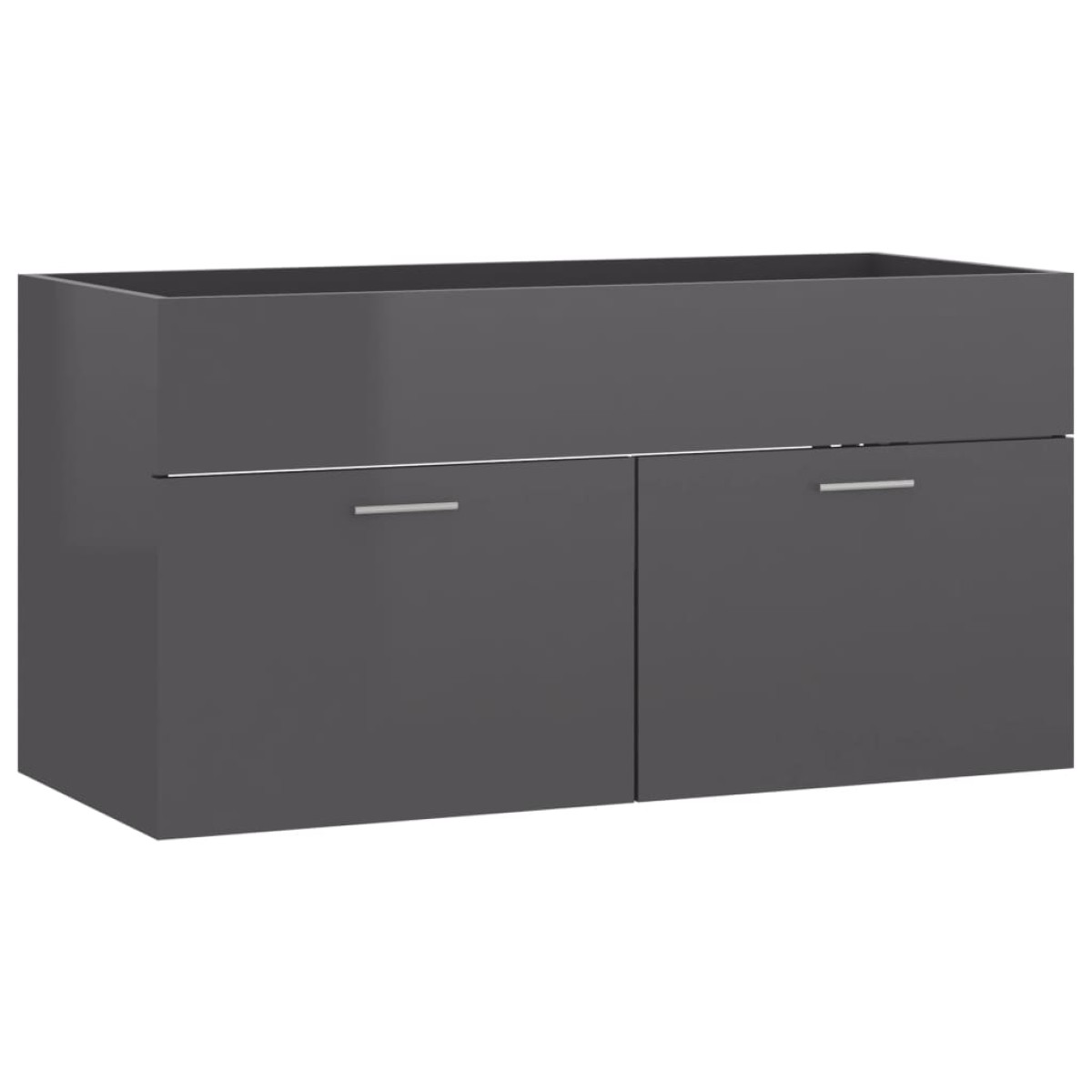 vidaXL Ντουλάπι Νιπτήρα Γυαλιστερό Γκρι 90 x 38,5 x 46 εκ. Μοριοσανίδα
