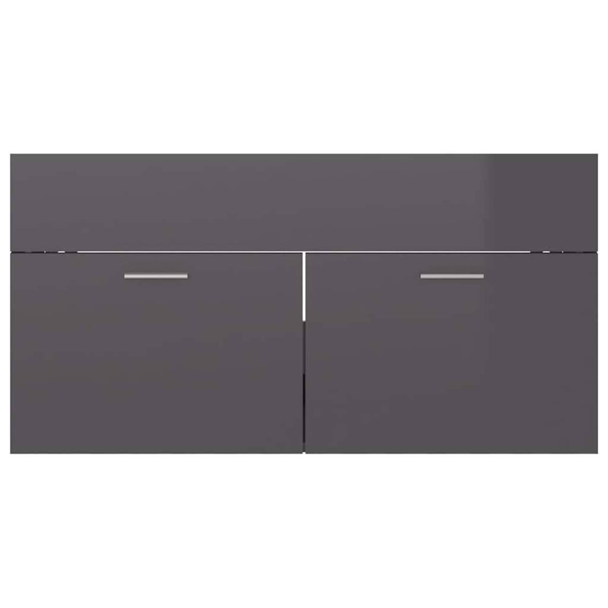 vidaXL Ντουλάπι Νιπτήρα Γυαλιστερό Γκρι 90 x 38,5 x 46 εκ. Μοριοσανίδα