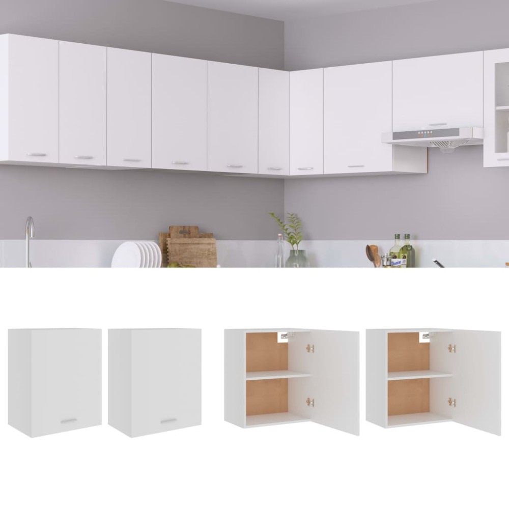 vidaXL Κρεμαστά Ντουλάπια 2 τεμ. "Lyon" Λευκά 50x31x60 εκ. από Τεχνητό Ξύλο