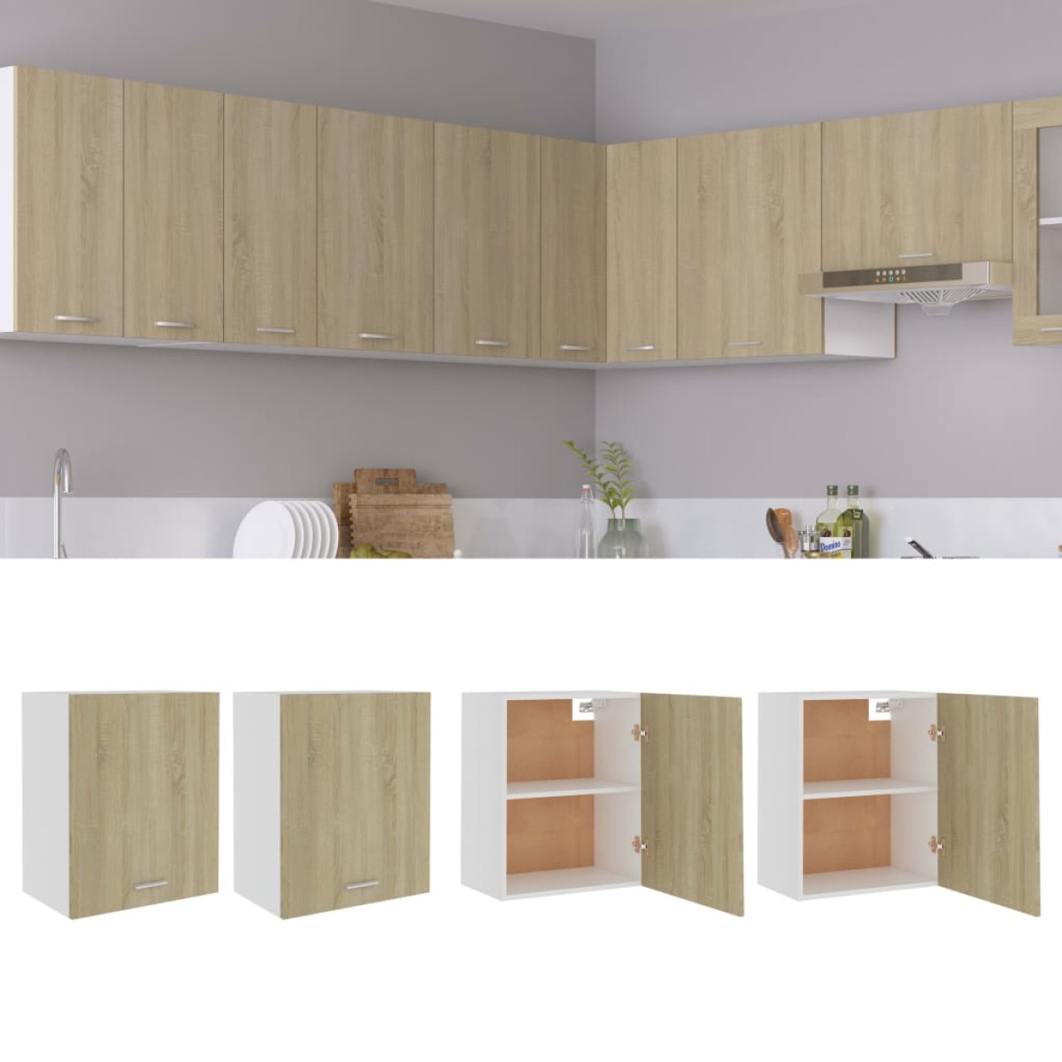 vidaXL Ντουλάπια Κρεμαστά 2 τεμ. Sonoma Δρυς 50x31x60 εκ. Μοριοσανίδα