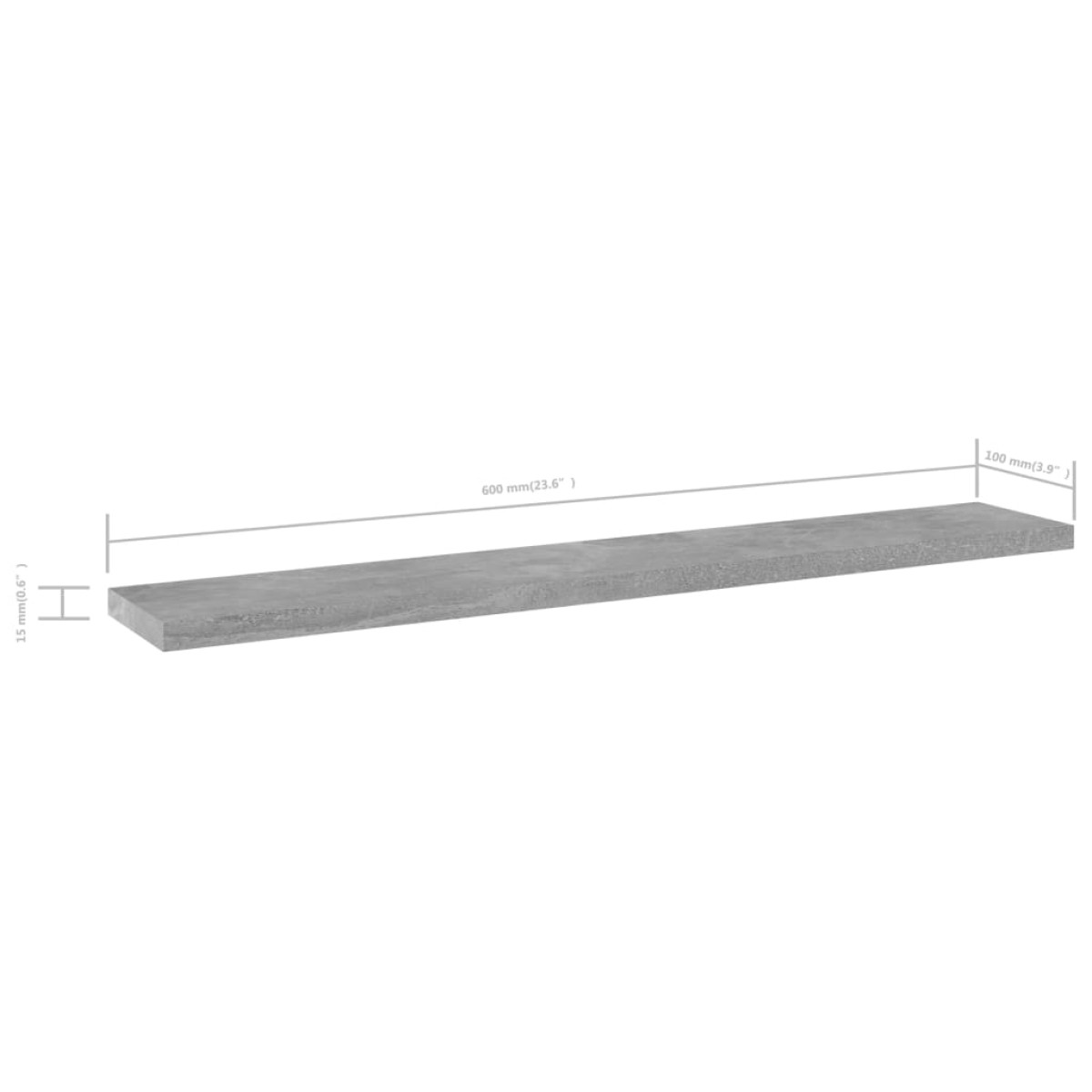 vidaXL Ράφια Βιβλιοθήκης 8 τεμ. Γκρι Σκυροδ. 60x10x1,5 εκ. Μοριοσανίδα