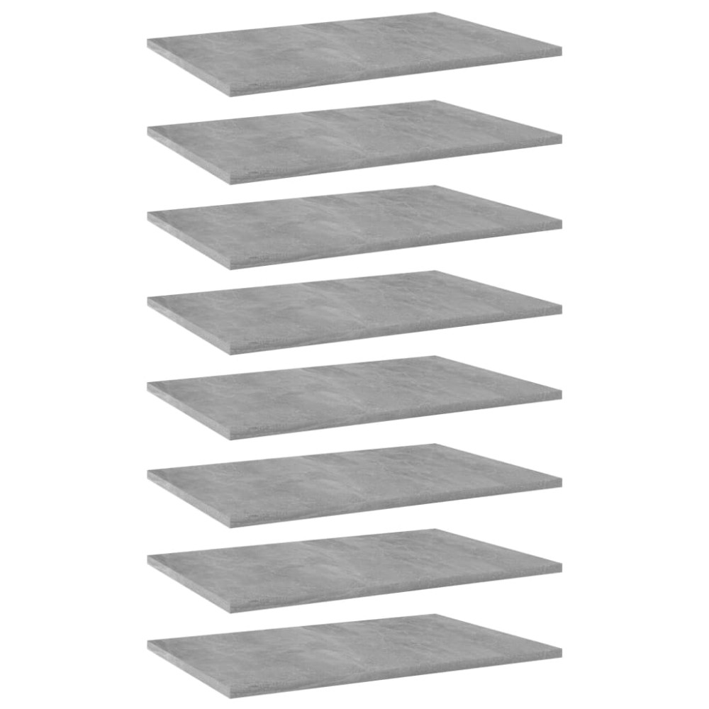vidaXL Ράφια Βιβλιοθήκης 8 τεμ. Γκρι Σκυροδ. 60x40x1,5 εκ. Μοριοσανίδα