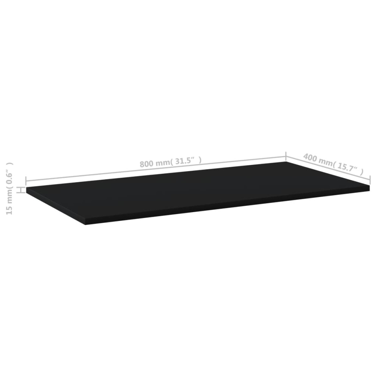 vidaXL Ράφια Βιβλιοθήκης 8 τεμ. Μαύρα 80x40x1,5 εκ. από Μοριοσανίδα