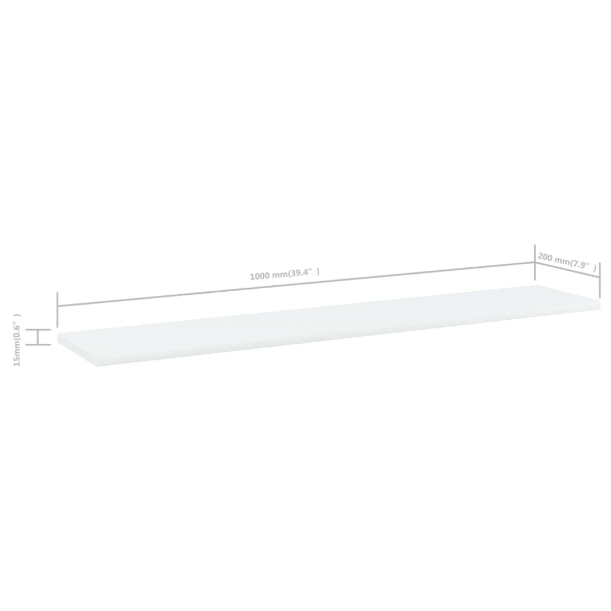 vidaXL Ράφια Βιβλιοθήκης 4 τεμ. Λευκά 100x20x1,5 εκ. από Μοριοσανίδα