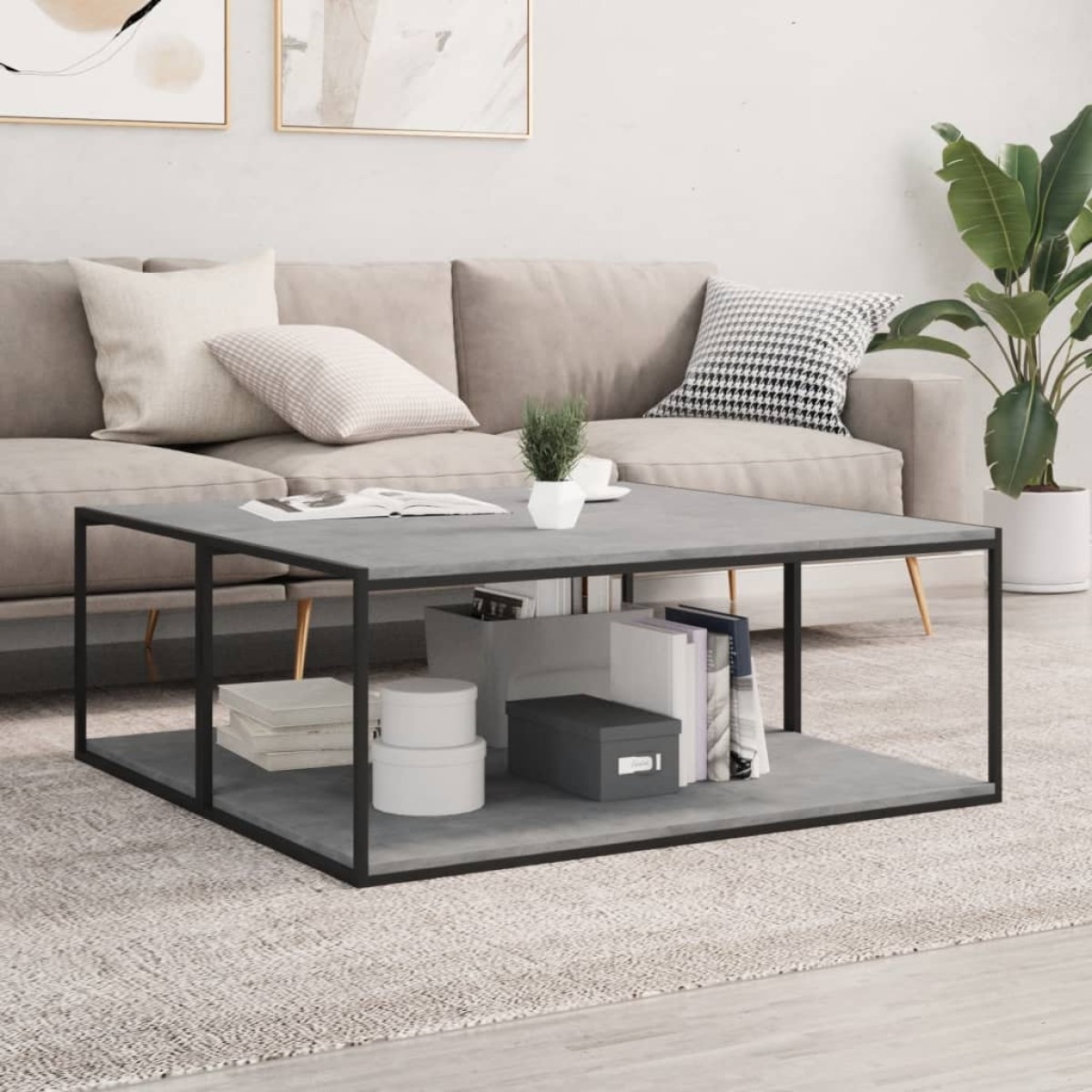 vidaXL Ράφια Βιβλιοθήκης 4 τεμ Γκρι Σκυροδ. 100x50x1,5 εκ. Μοριοσανίδα