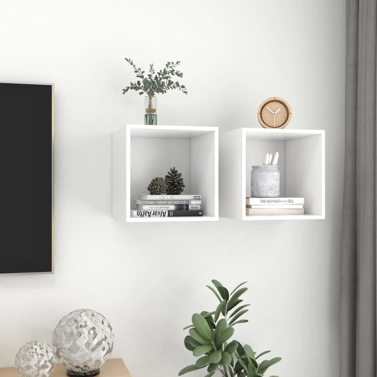 vidaXL Ντουλάπια Τοίχου 2 τεμ. Λευκά 37 x 37 x 37 εκ. από Μοριοσανίδα