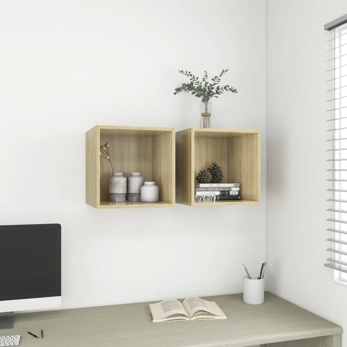 vidaXL Ντουλάπια Τοίχου 2 τεμ. Sonoma Δρυς 37 x 37 x 37εκ. Μοριοσανίδα