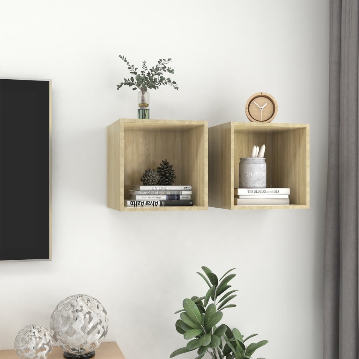 vidaXL Ντουλάπια Τοίχου 2 τεμ. Sonoma Δρυς 37 x 37 x 37εκ. Μοριοσανίδα
