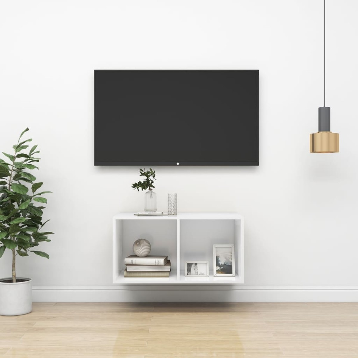 vidaXL Έπιπλο Τηλεόρασης Κρεμαστό Λευκό 37x37x72 εκ. από Μοριοσανίδα
