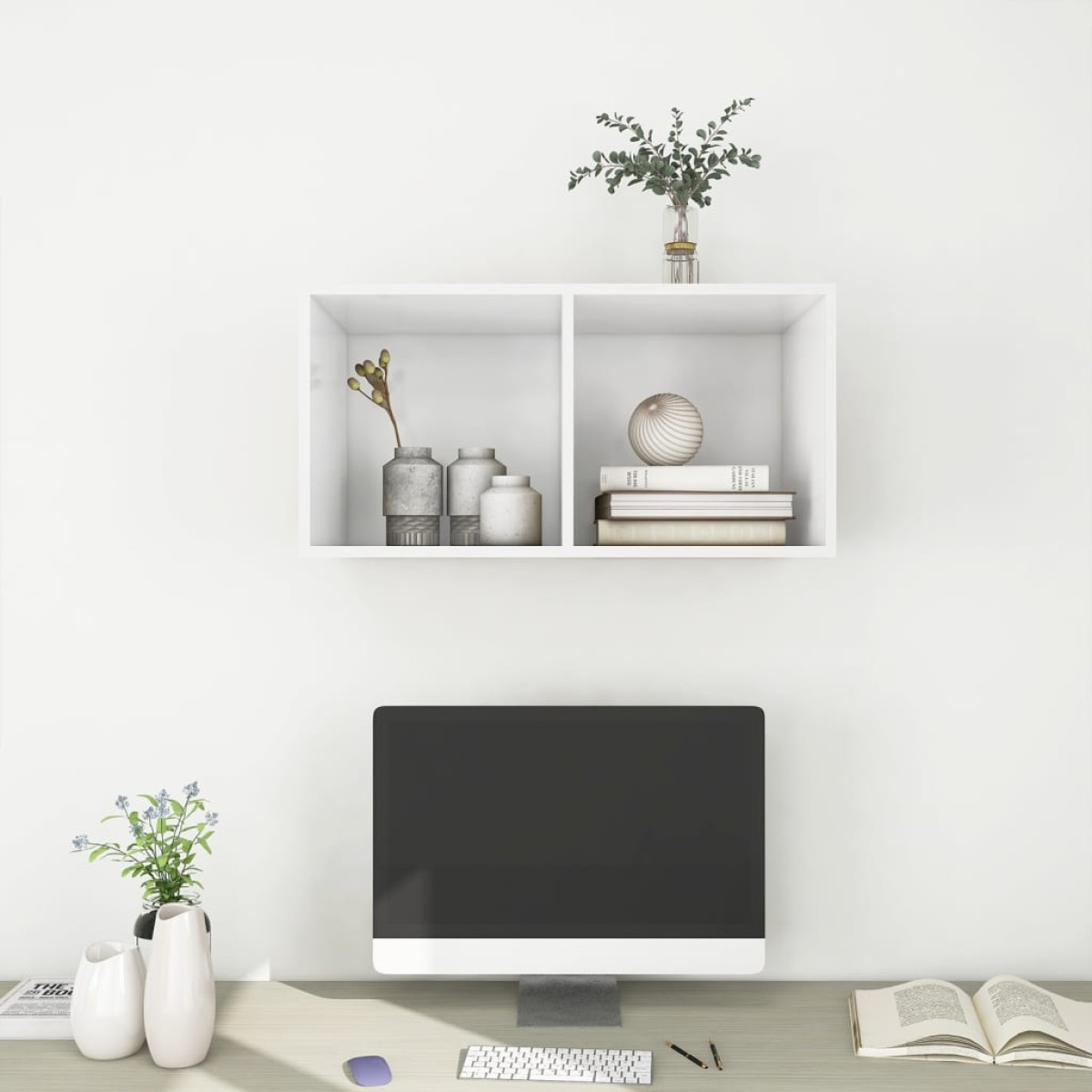 vidaXL Έπιπλο Τηλεόρασης Κρεμαστό Λευκό 37x37x72 εκ. από Μοριοσανίδα