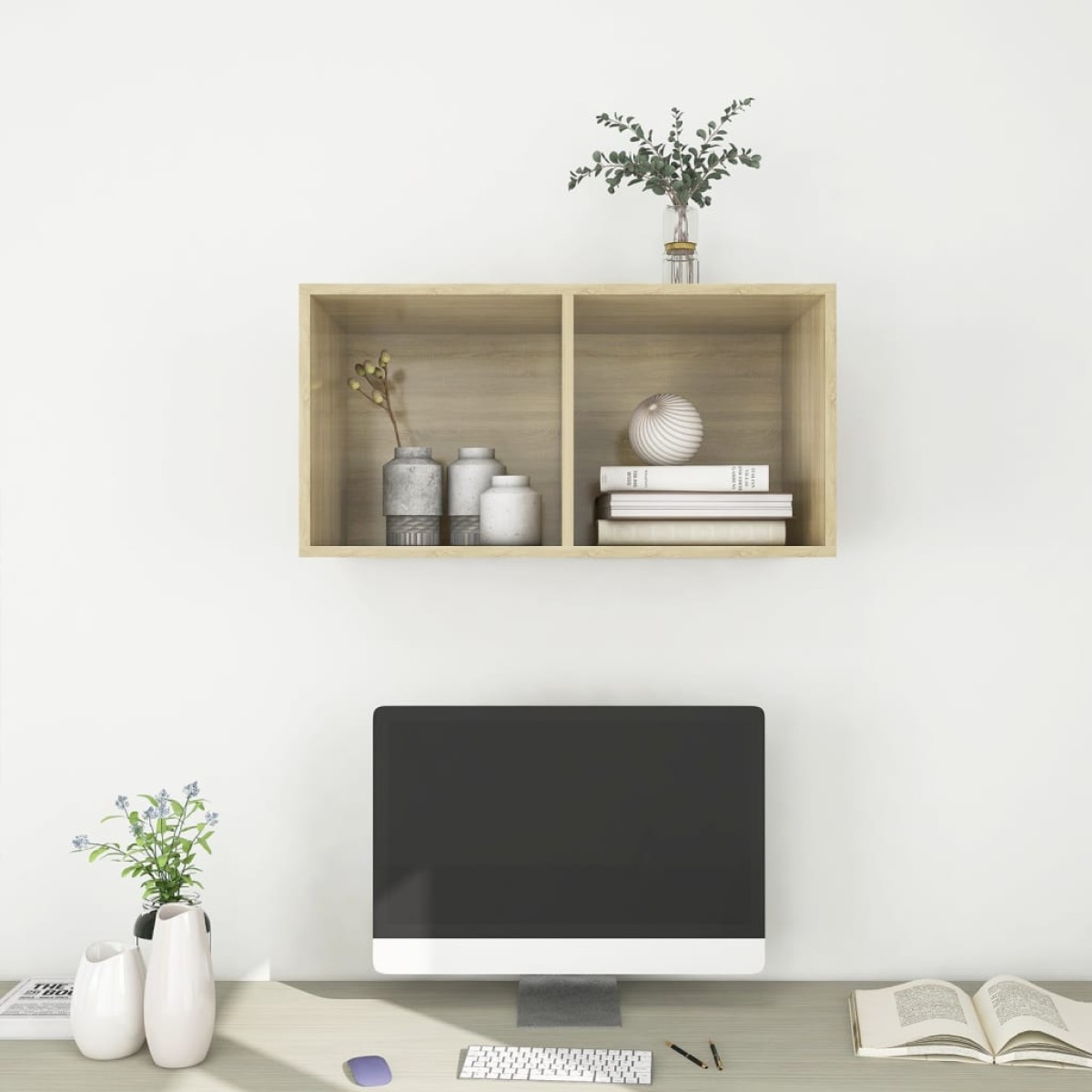 vidaXL Έπιπλο Τηλεόρασης Κρεμαστό Sonoma Δρυς 37x37x72 εκ. Μοριοσανίδα
