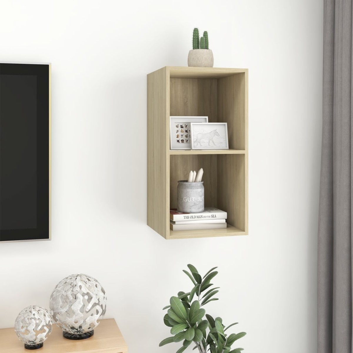 vidaXL Έπιπλο Τηλεόρασης Κρεμαστό Sonoma Δρυς 37x37x72 εκ. Μοριοσανίδα