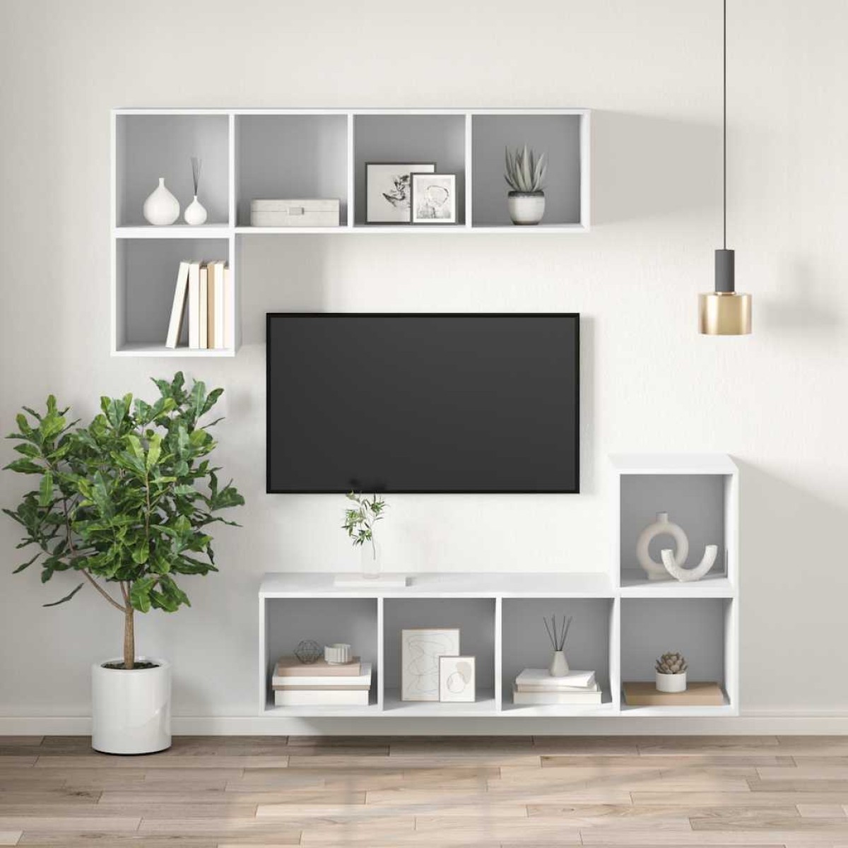vidaXL Έπιπλο Τηλεόρασης Κρεμαστό Λευκό 37x37x107 εκ. από Μοριοσανίδα
