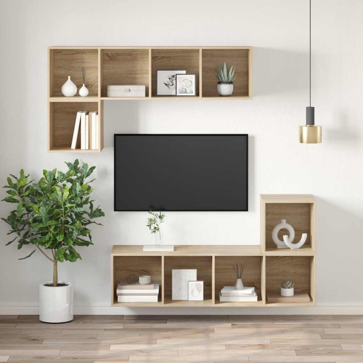 vidaXL Έπιπλο Τηλεόρασης Κρεμαστό Sonoma Δρυς 37x37x107 εκ Μοριοσανίδα