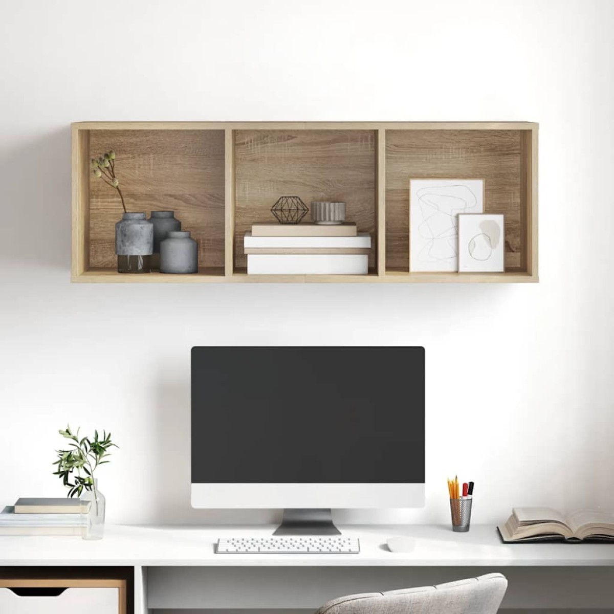 vidaXL Έπιπλο Τηλεόρασης Κρεμαστό Sonoma Δρυς 37x37x107 εκ Μοριοσανίδα