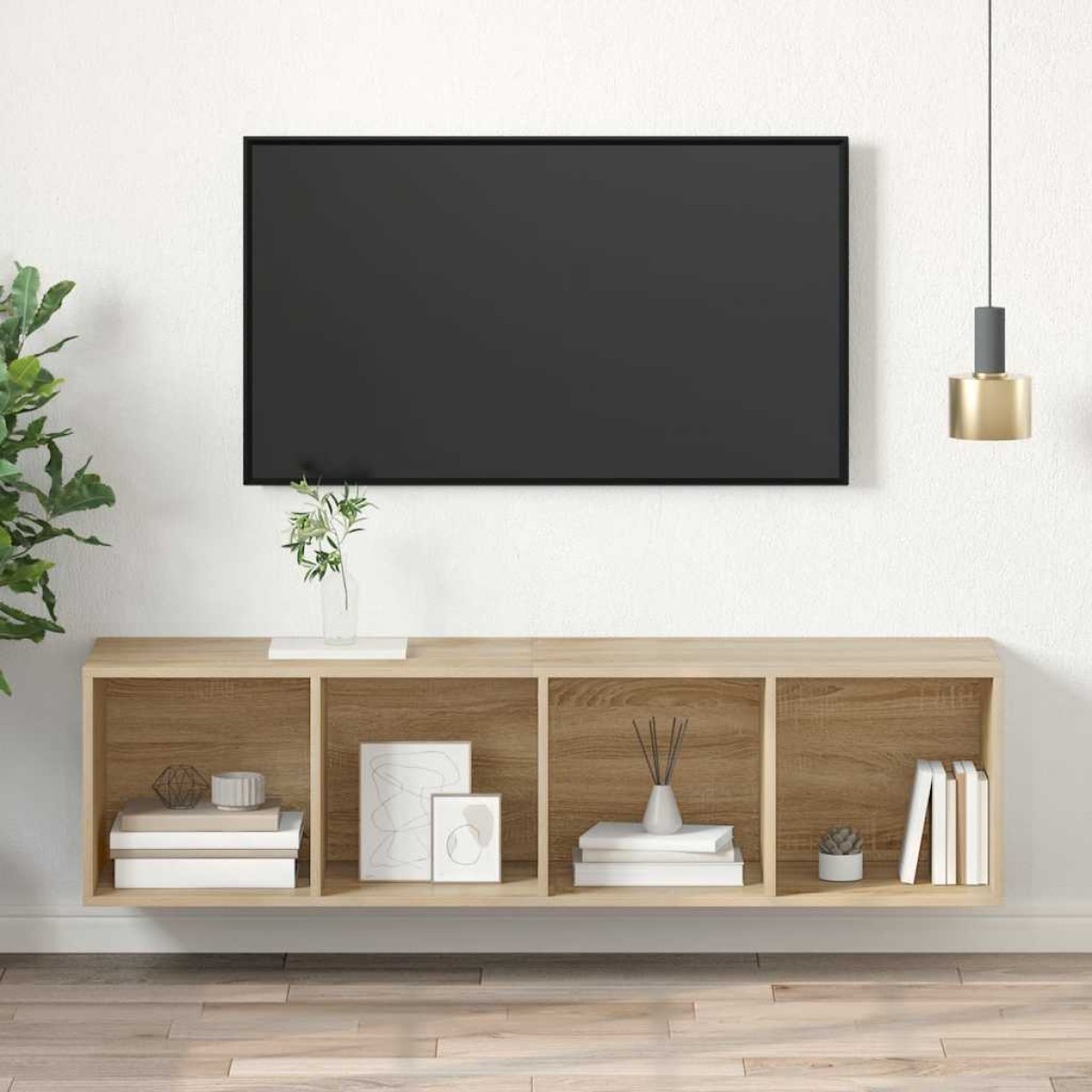 vidaXL Έπιπλο Τηλεόρασης Κρεμαστό Δρυς 37x37x142,5 εκ. από Μοριοσανίδα