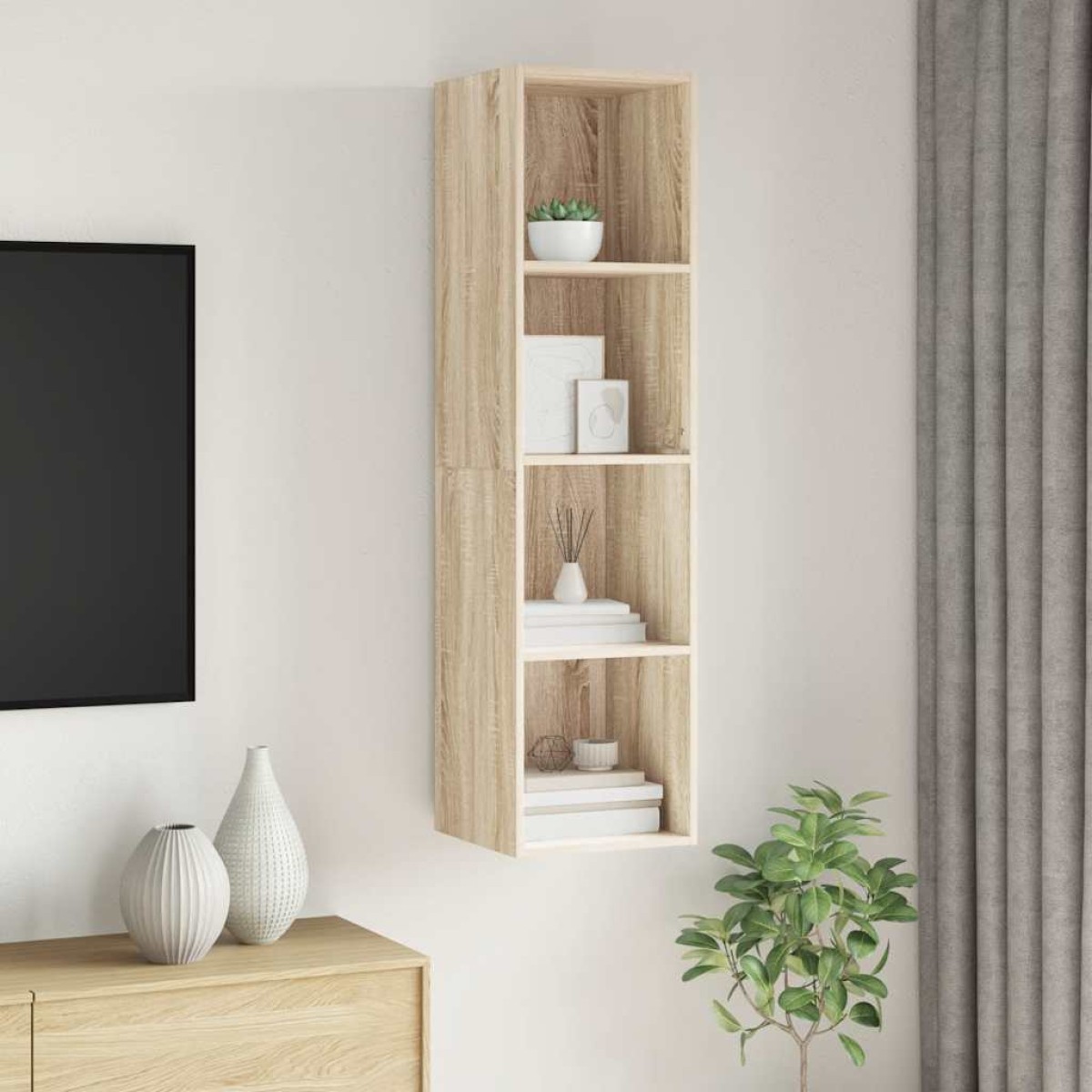 vidaXL Έπιπλο Τηλεόρασης Κρεμαστό Δρυς 37x37x142,5 εκ. από Μοριοσανίδα